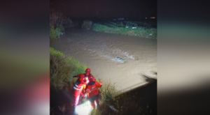 Menderes’te dereye uçan araçta mahsur kalan vatandaş kurtarıldı