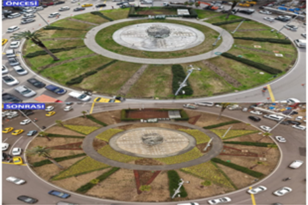 İzmir’de 9 Eylül Meydanı peyzaj çalışmalarıyla yenilendi İzmir’de 9 Eylül Meydanı peyzaj çalışmalarıyla yenilendi