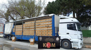 TEM otoyolunda durdurulan tırda 8 milyon adet kaçak makaron ele geçirildi