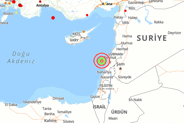 Doğu Akdeniz’de deprem Doğu Akdeniz’de deprem